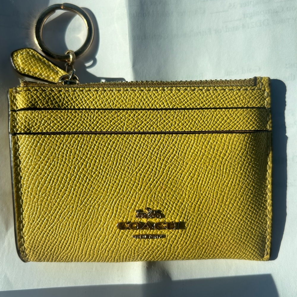 coach yellow keychain wallet